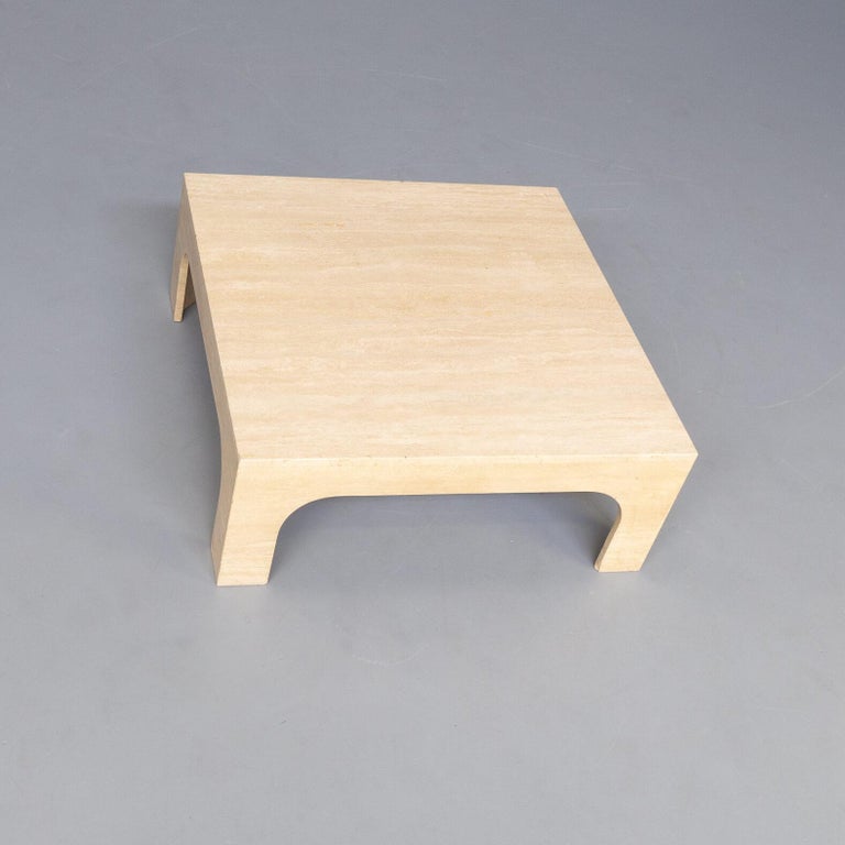 Belgian Willy Rizzo Travertine Coffee Table For Sale