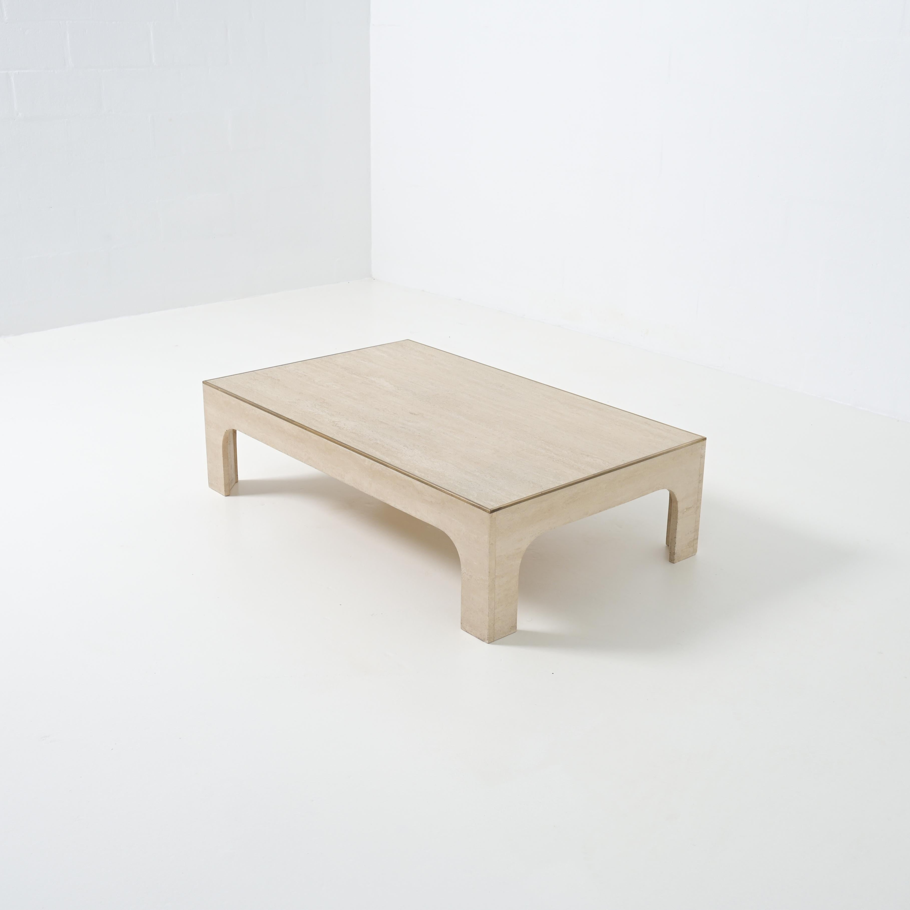 Willy Rizzo travertine coffee table For Sale 2
