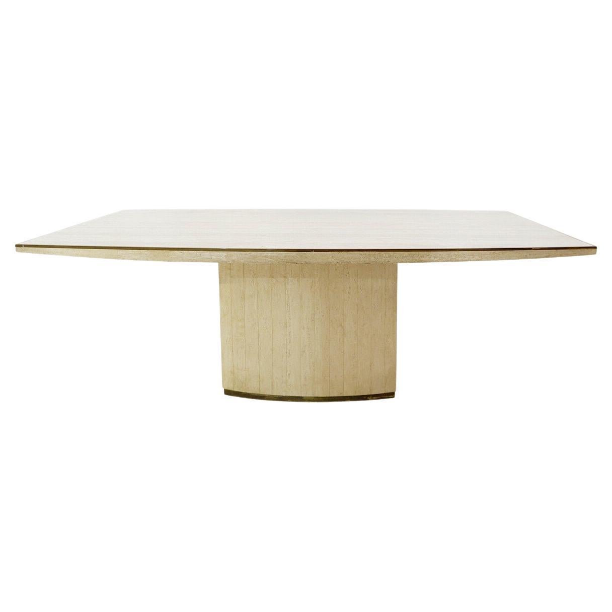 Willy Rizzo Travertine Dining Table, 1970s