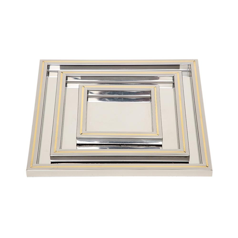 Bandejas Willy Rizzo, Acero inoxidable, Latón, Firmadas Italiano en venta