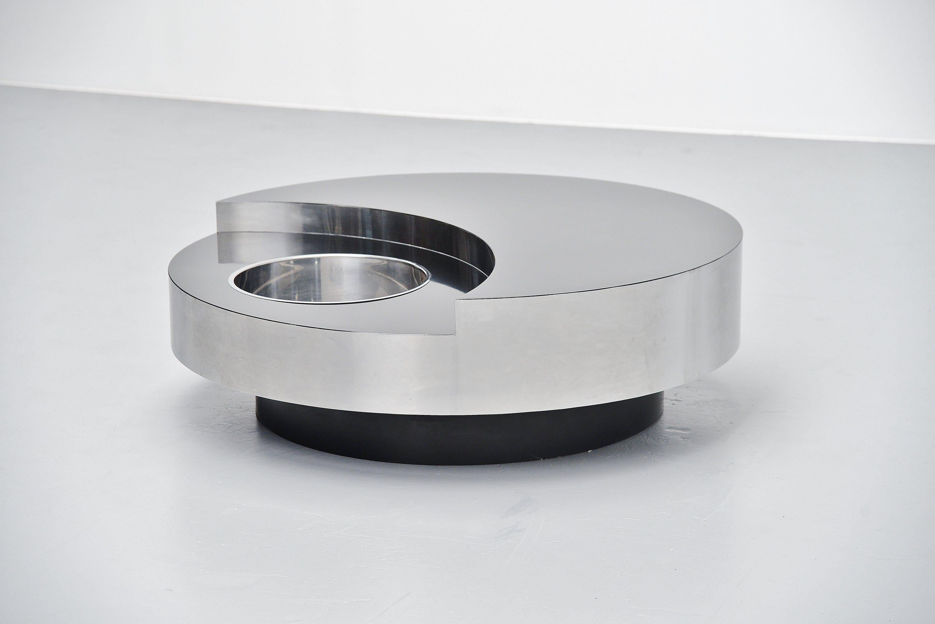 Mid-Century Modern Willy Rizzo TRG Revolving Coffee Table, Italy, 1970