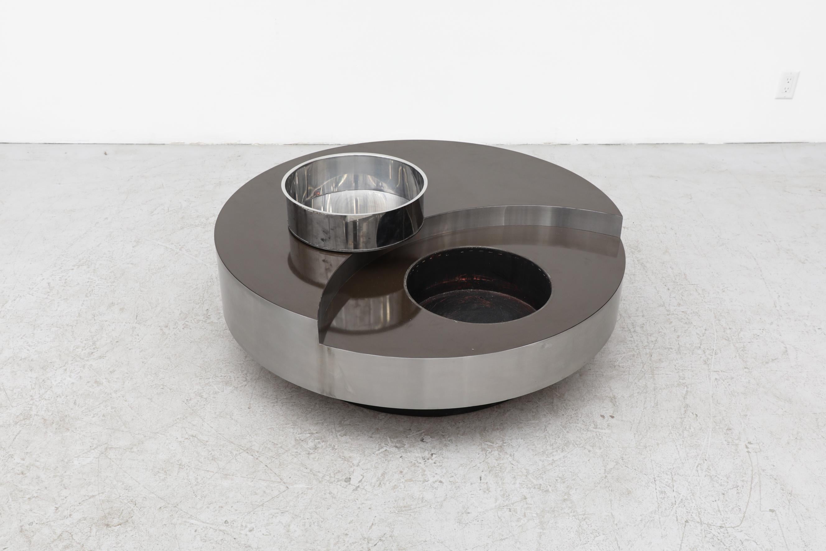 Willy Rizzo TRG Revolving Coffee Table with Ice Bucket 1