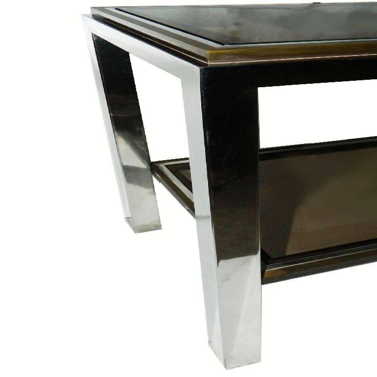 French Signed Willy Rizzo Two-Tier Console