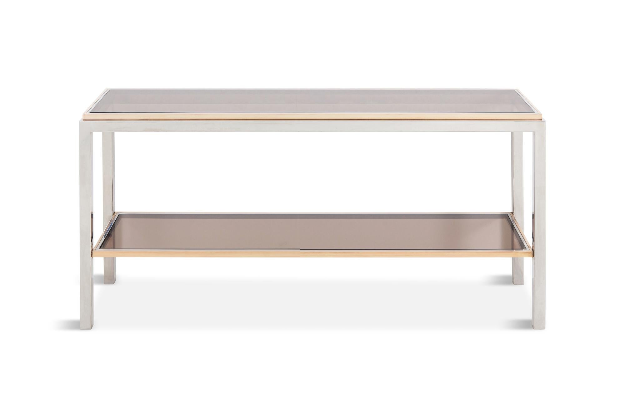 Willy Rizzo Two-Tier Console Table in Chrome and Brass Linea Flaminia 2