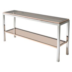 Willy Rizzo Two-Tier Console Table in Chrome and Brass Linea Flaminia