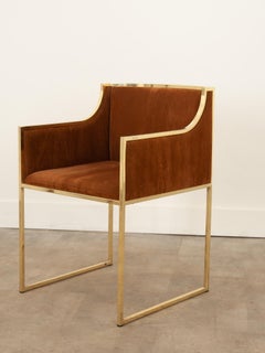 Willy Rizzo Upholstered Brass Arm Chair