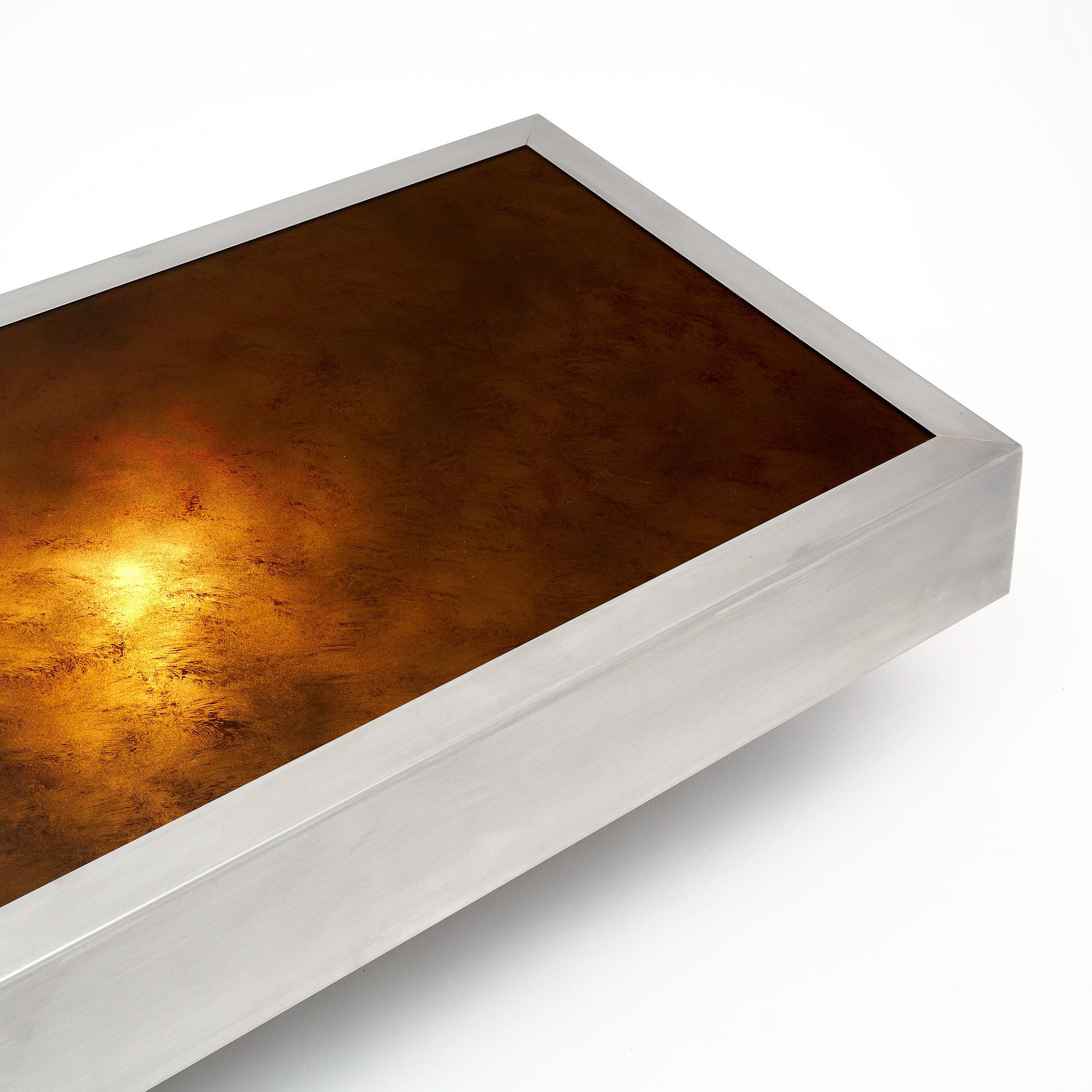 Table basse italienne du milieu du siècle avec lumière, attribuée à Willy Rizzo Bon état - En vente à Austin, TX