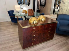 Cassettiera in legno e ottone Willy Rizzo degli anni '70