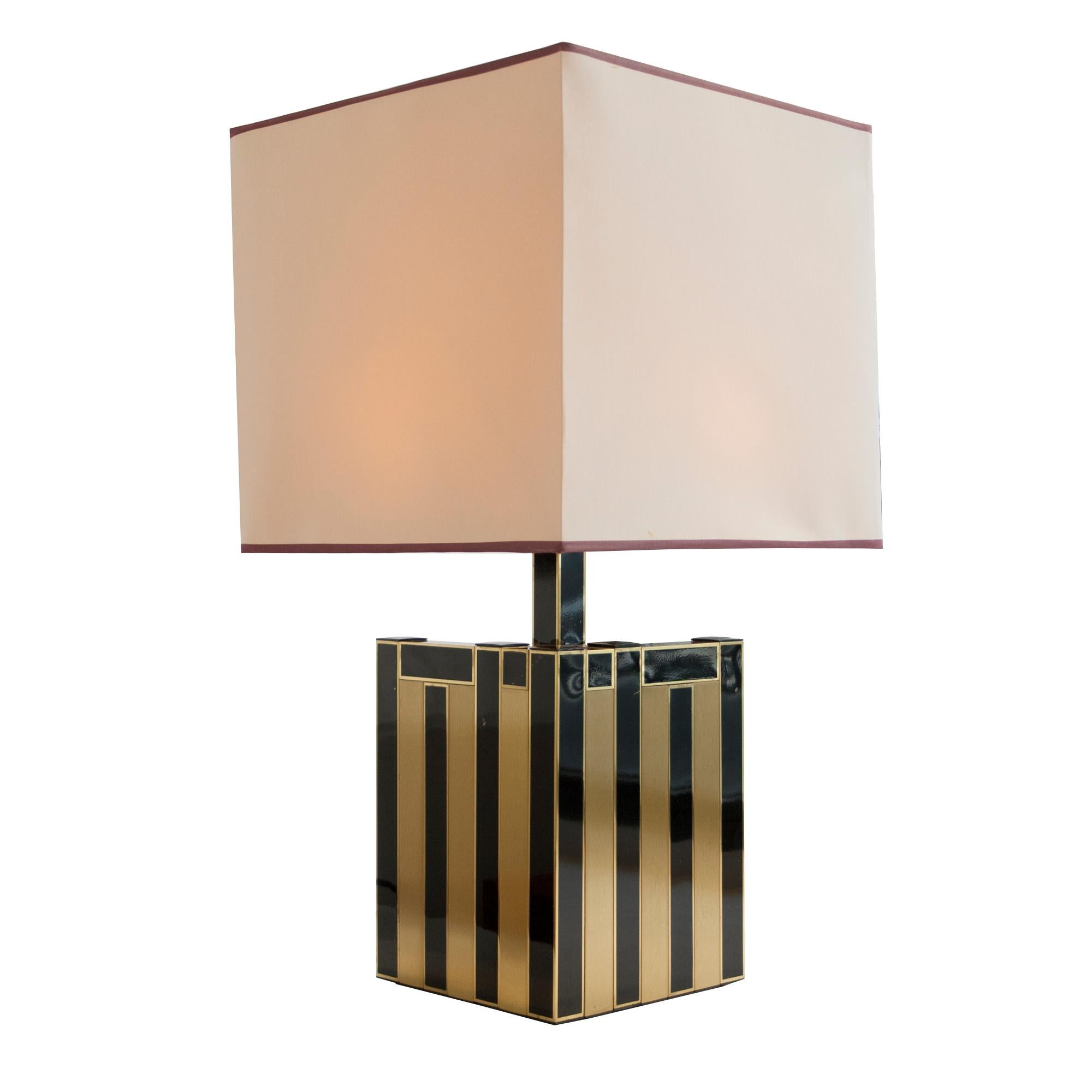 Mid-Century Modern Willy Rizzo's Black and Brass Table Lamp Edited by Luma, Italy, 1970 For Sale