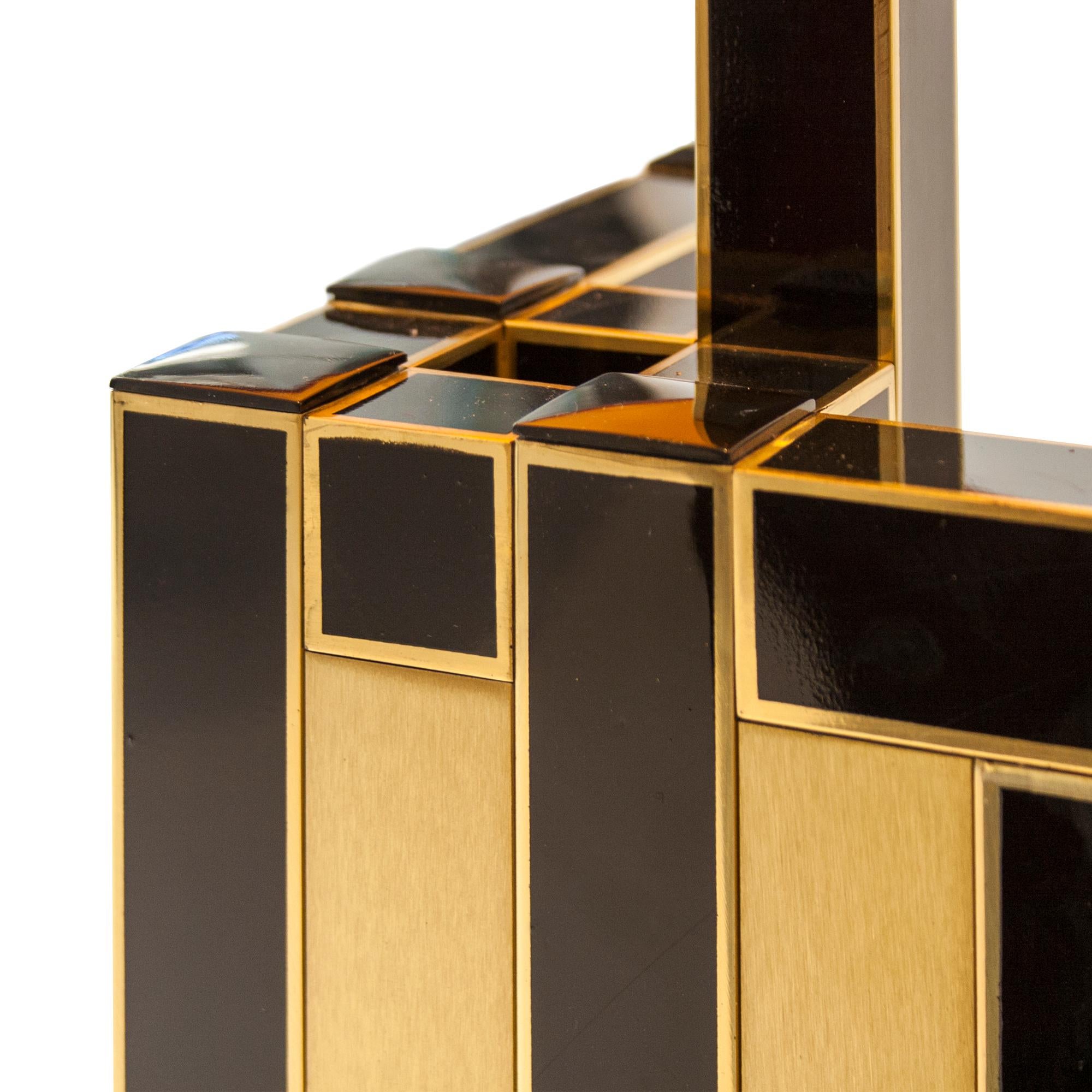 Lacquered Willy Rizzo's Black and Brass Table Lamp Edited by Luma, Italy, 1970 For Sale