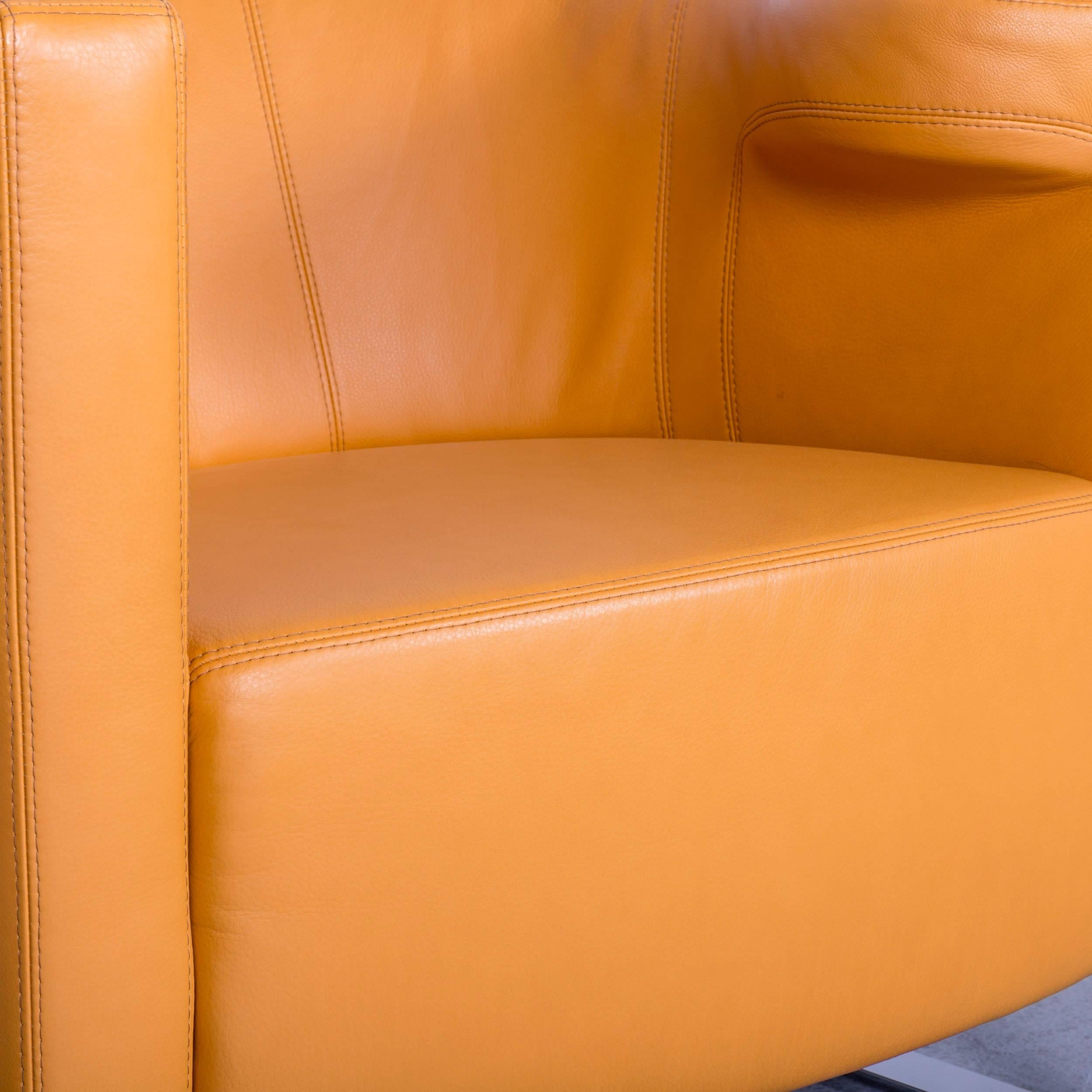 German Willy Schillig Leather Armchair Orange-Yellow One-Seat