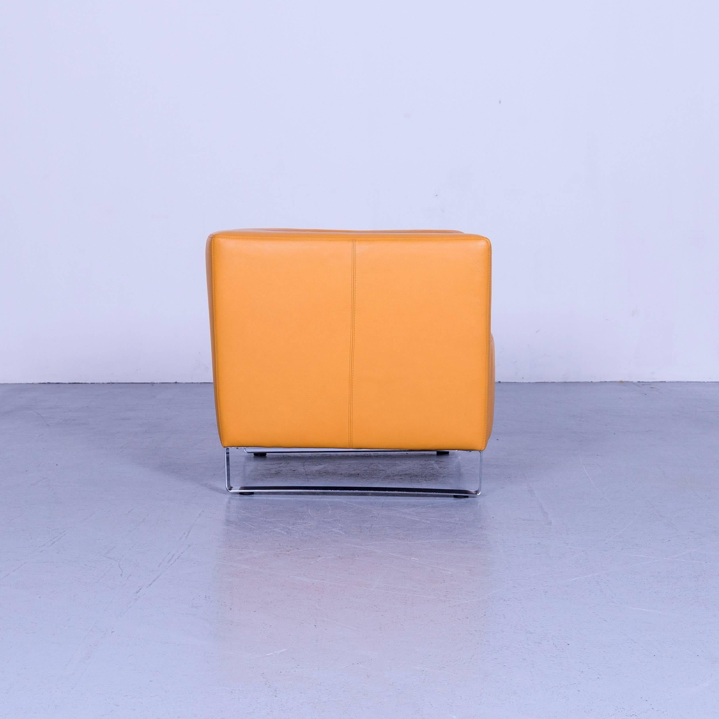 Willy Schillig Leather Armchair Orange-Yellow One-Seat 2