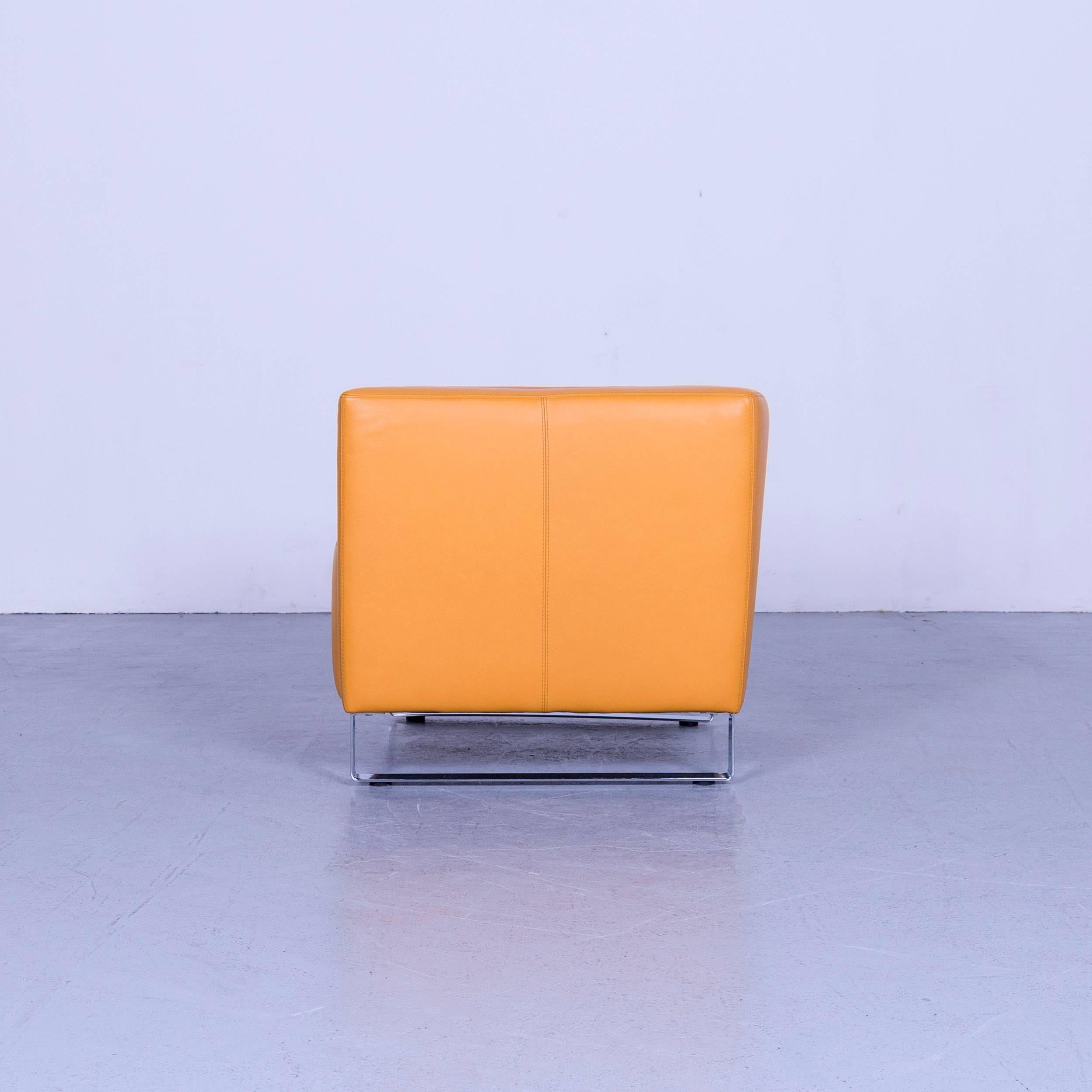 Willy Schillig Leather Armchair Orange-Yellow One-Seat 4