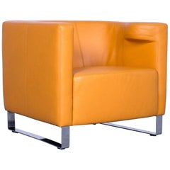 Willy Schillig Leather Armchair Orange-Yellow One-Seat