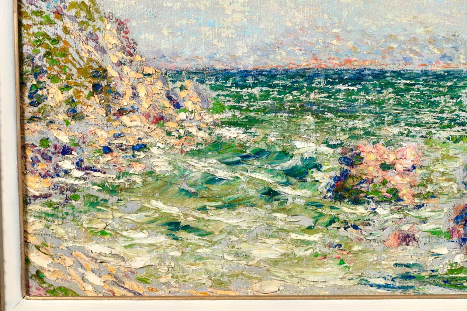 Bord De Mer - Peinture à l'huile impressionniste de paysage côtier de Willy Schlobach en vente 5