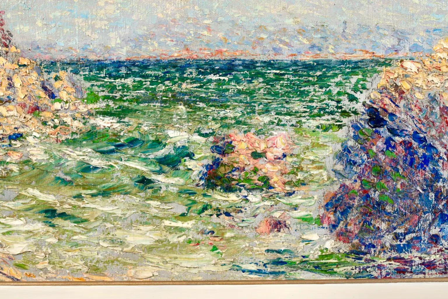 Bord De Mer - Peinture à l'huile impressionniste de paysage côtier de Willy Schlobach en vente 6