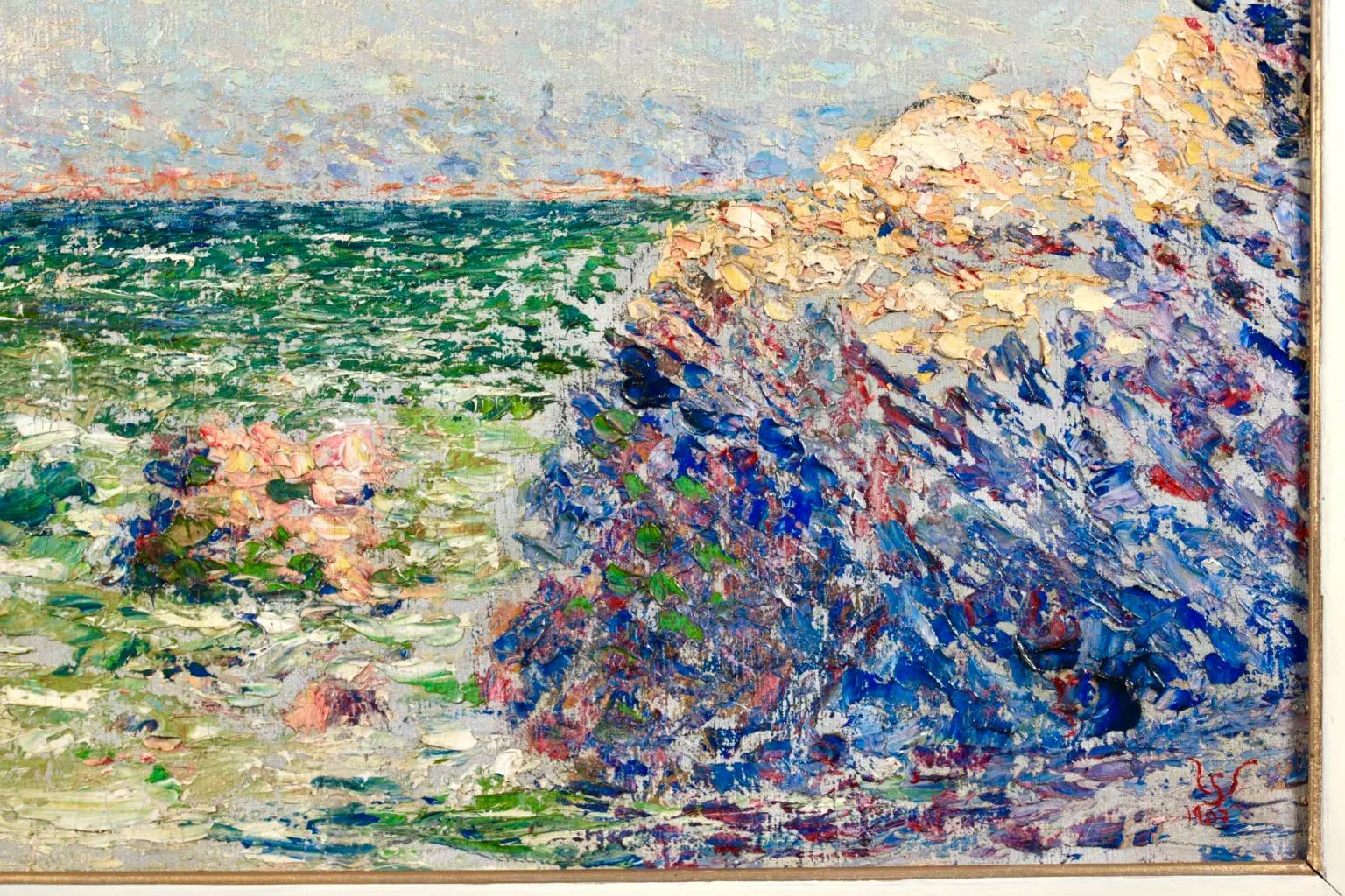Bord De Mer - Peinture à l'huile impressionniste de paysage côtier de Willy Schlobach en vente 7