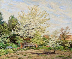 Pommiers en Fleurs - Post Impressionist Landscape Oil by Willy Schlobach