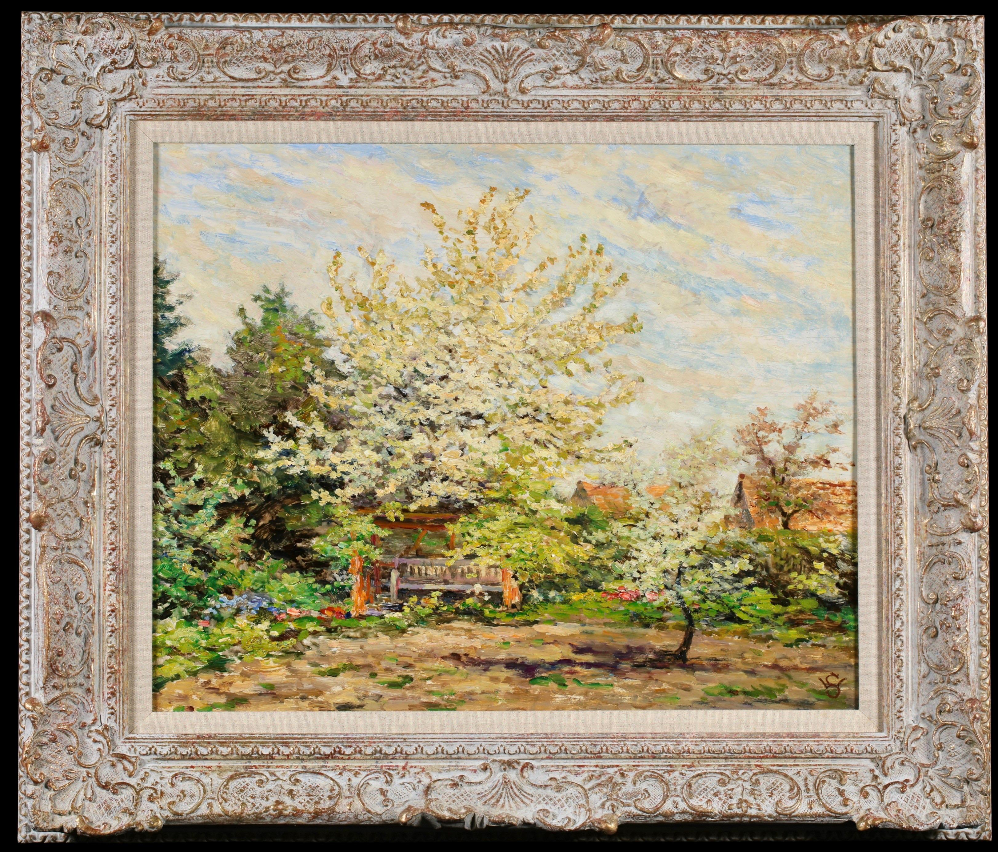 Pommiers en Fleurs - Post Impressionist Landscape Oil by Willy Schlobach