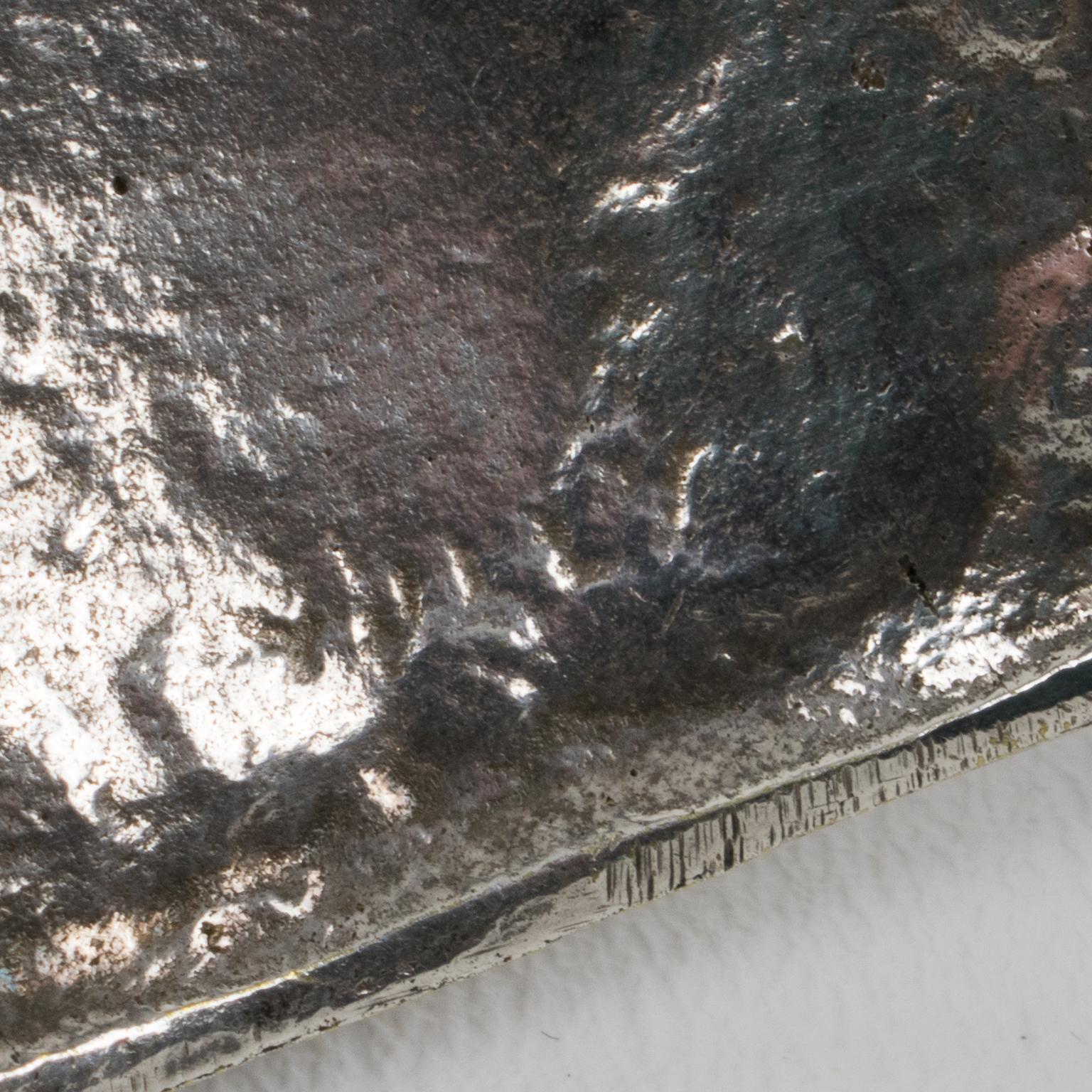 Willy Silvered Bronze and Green Enamel Link Bracelet, France c.1950 For Sale 2