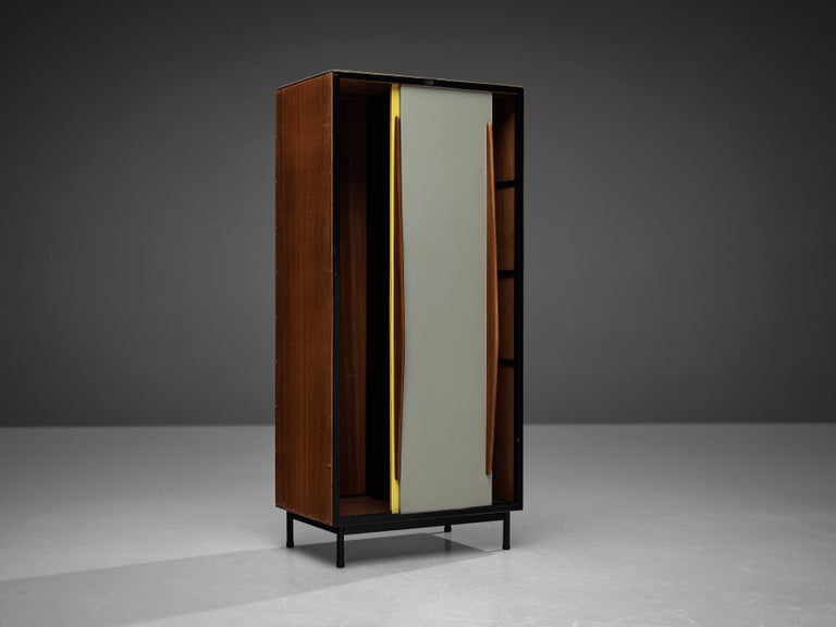Willy Van Der Meeren for Tubax, cabinet, lacquered wood, mahogany, metal, Belgium, designed in 1952. 

Nice early example of Industrial Design from the Belgium modernist stream, designed by Willy Van Der Meeren. Originally this cabinet was designed