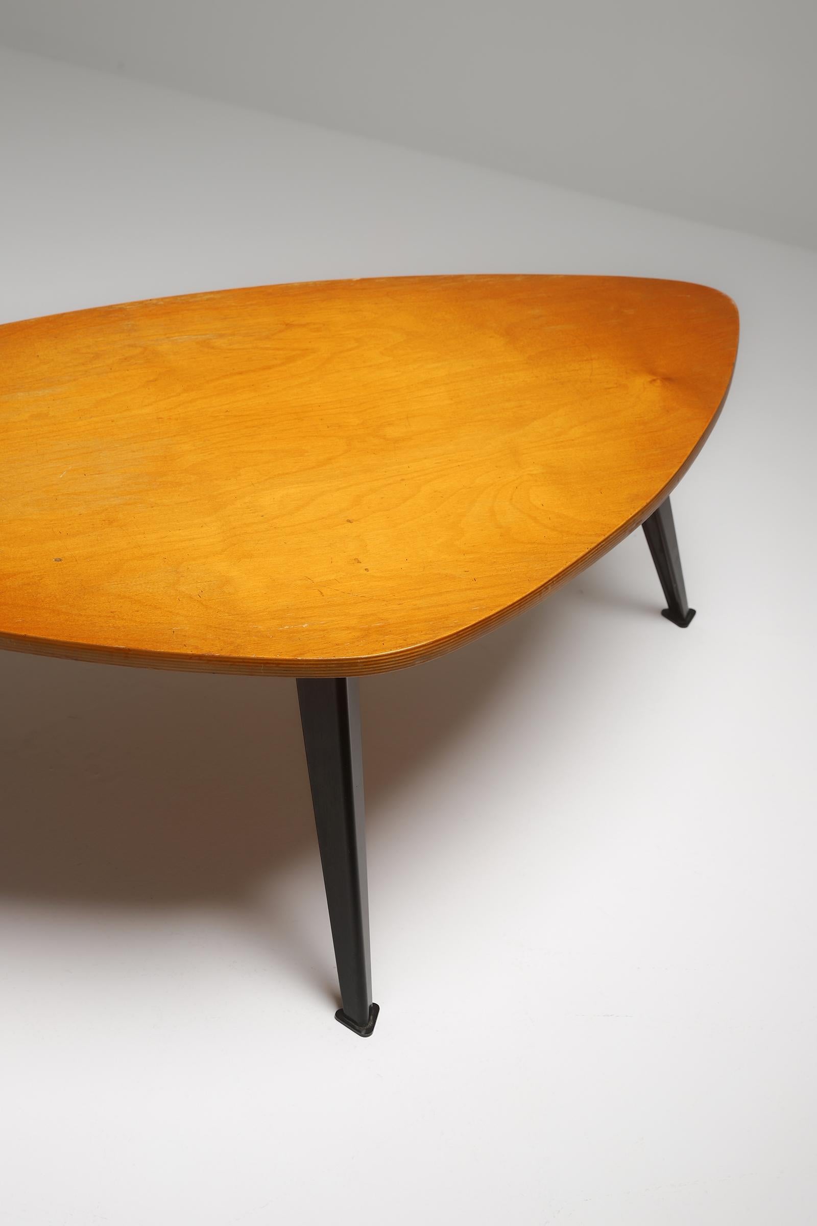 Mid-century modern wooden Coffee Table by Willy Van Der Meeren 1950s 1