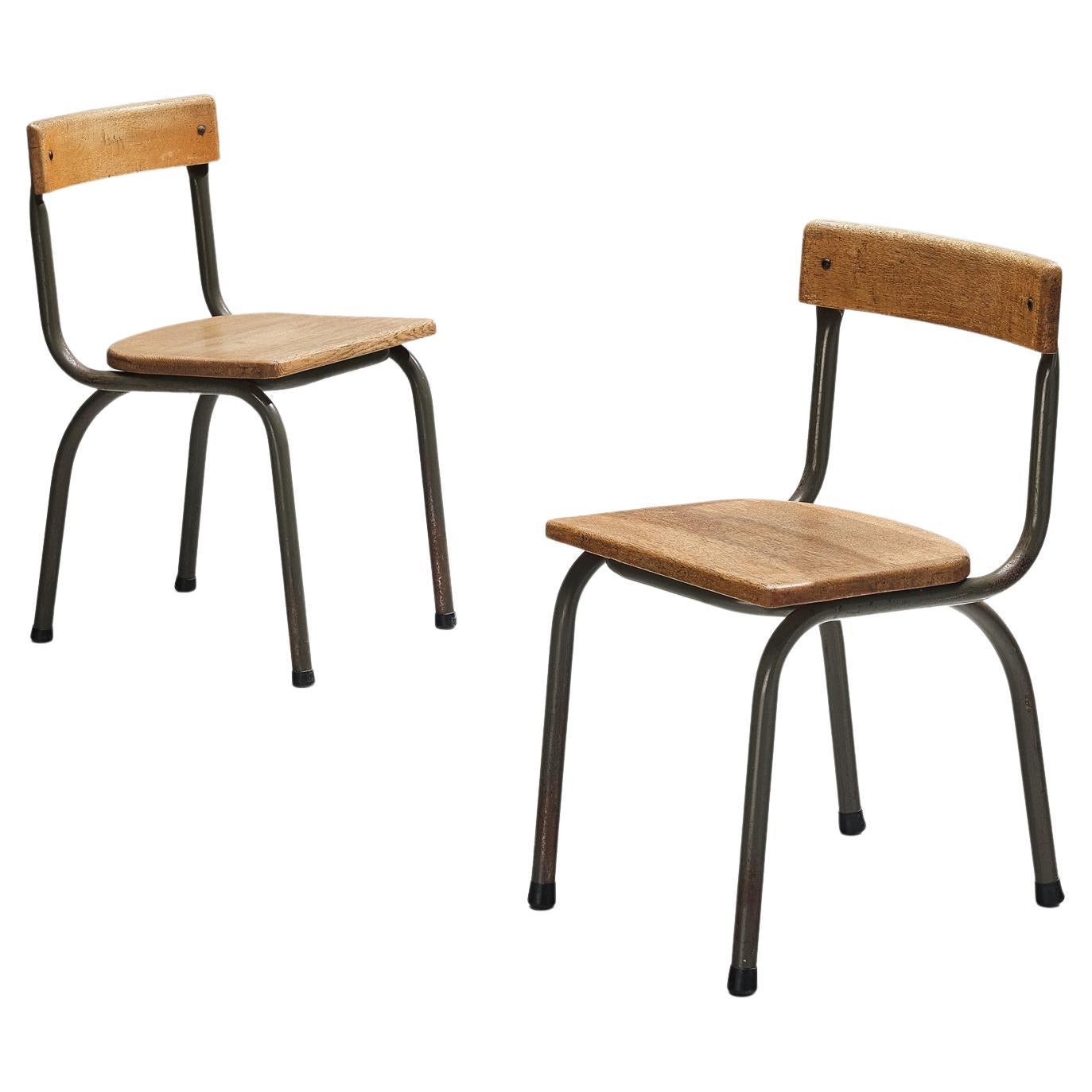 Willy Van Der Meeren pour Tubax Chaises en chêne 