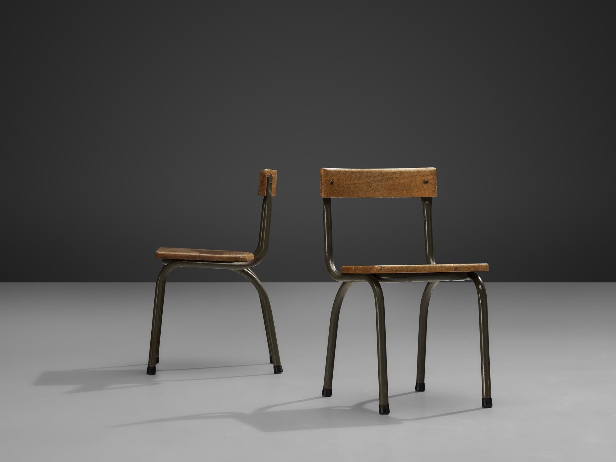 Metal Willy Van Der Meeren for Tubax Pair of Chairs in Oak