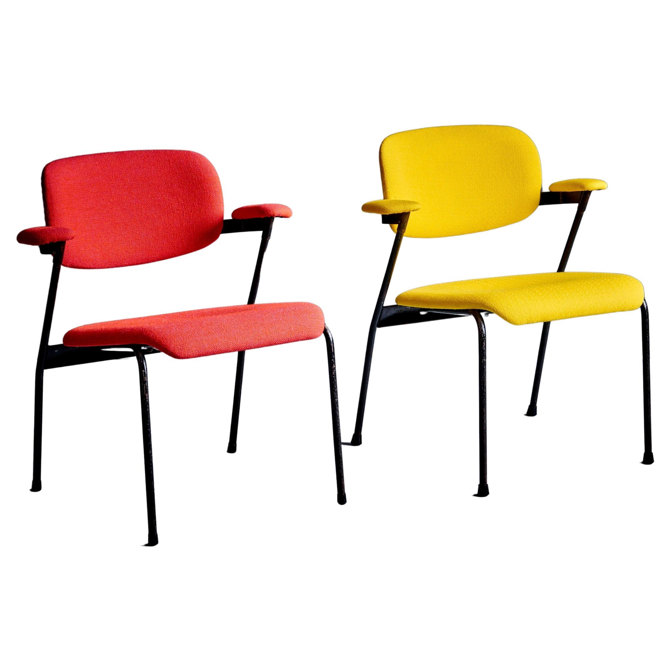 Willy van der Meeren for Tubax Pair of Ketchup and Mustard Lounge Chairs  For Sale