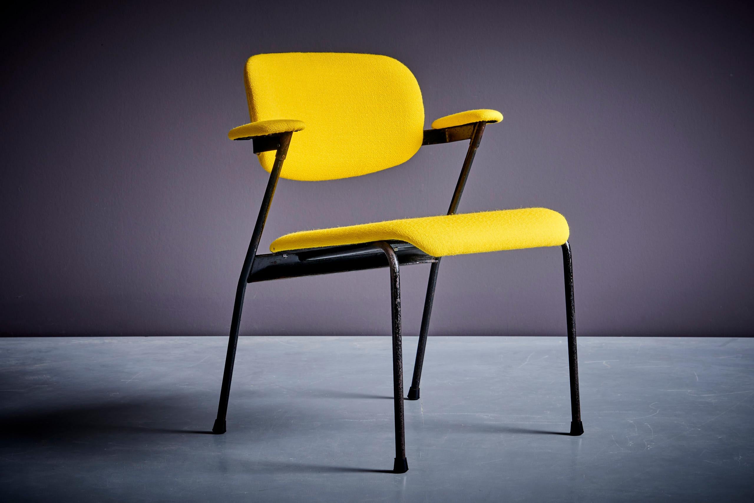Mid-20th Century Willy van der Meeren for Tubax Pair of Lounge Chairs in yellow For Sale