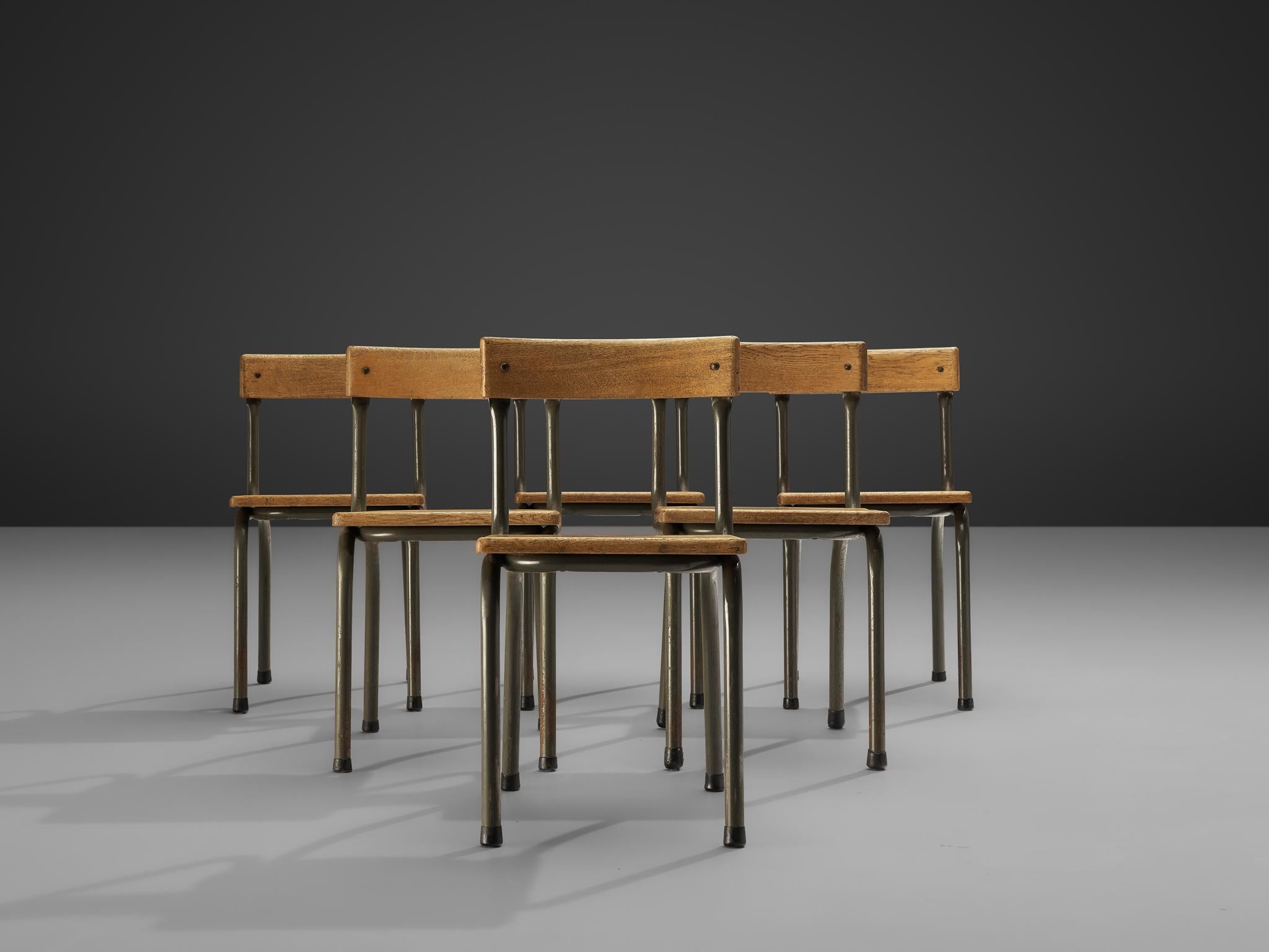 Willy Van Der Meeren for Tubax Set of Six Chairs in Solid Oak  For Sale 3