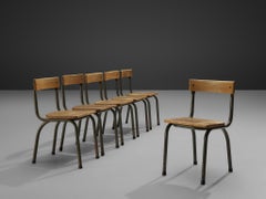 Willy Van Der Meeren for Tubax Set of Six Chairs in Solid Oak