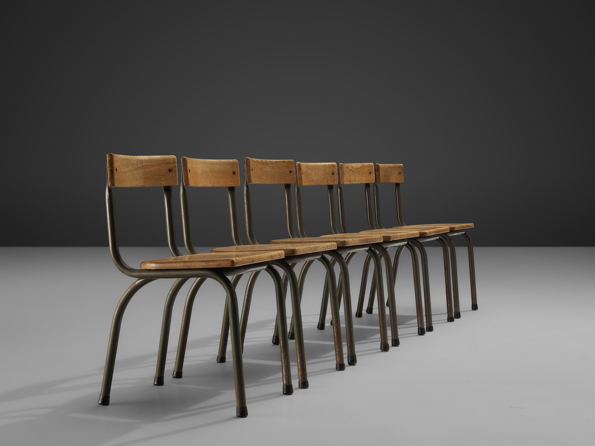 Willy Van Der Meeren for Tubax Set of Six Chairs in Solid Oak  For Sale 1