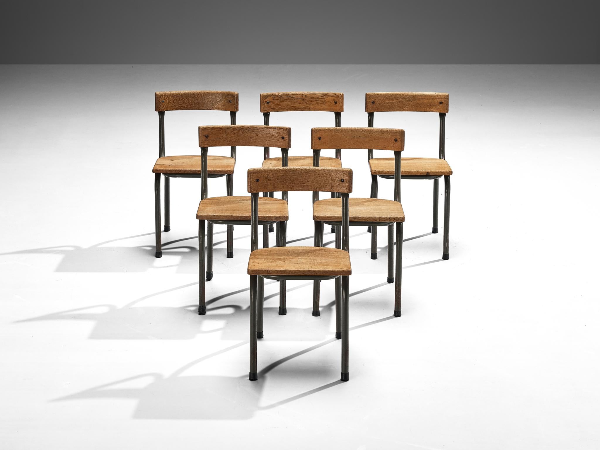 Willy Van Der Meeren for Tubax Set of Six Chairs in Solid Oak 1