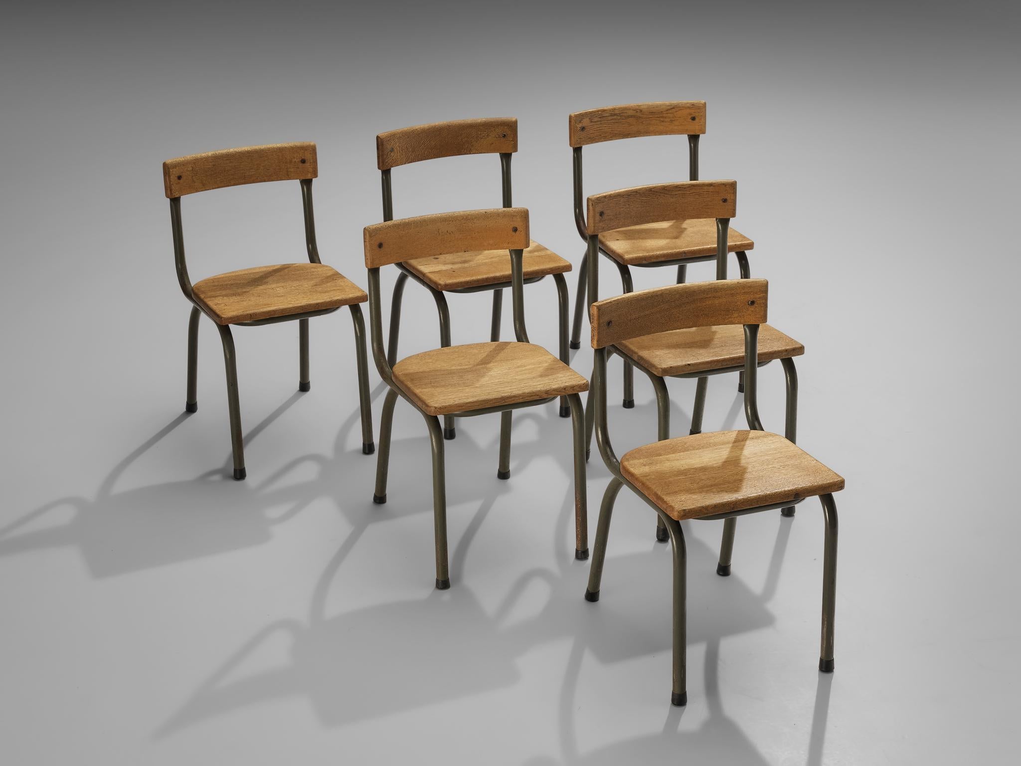 Willy Van Der Meeren for Tubax Set of Six Chairs in Solid Oak  For Sale 2