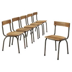 Willy Van Der Meeren for Tubax Set of Six Chairs in Solid Oak 