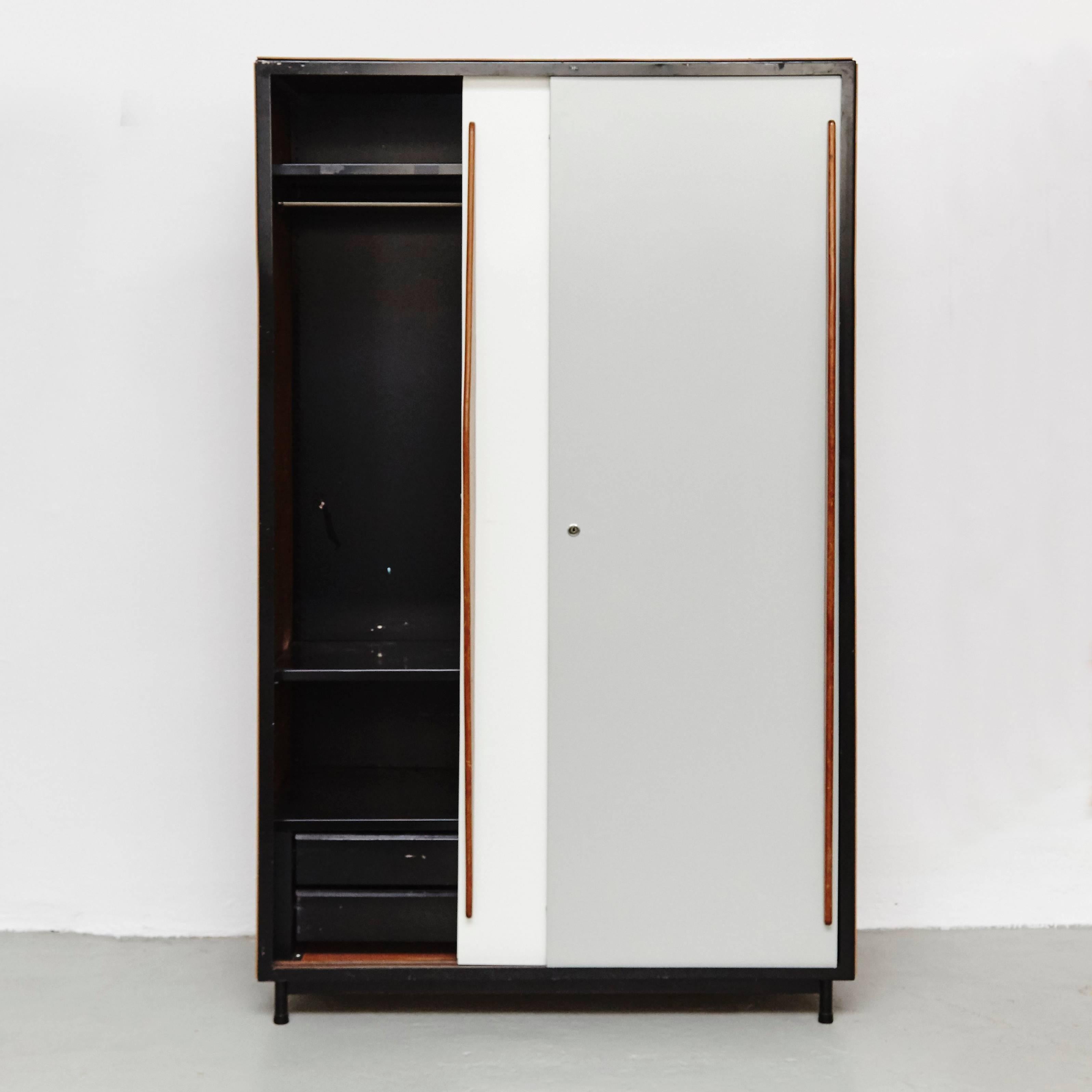 Cabinet designed by Willy Van Der Meeren and executed circa 1950 for Tubex.

In good original condition, preserving a beautiful patina, with minor wear consistent with age and use.

In the style of Jean Prouvé.

Willy Van Der Meeren Born in