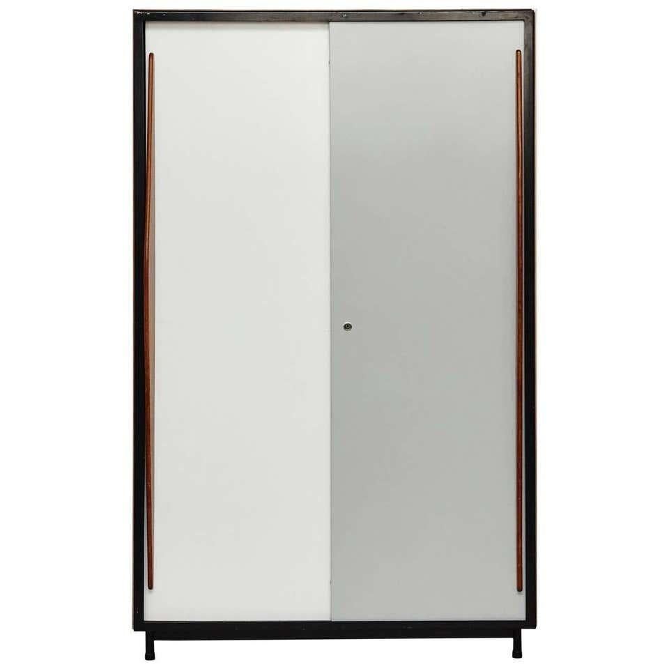 Mid-Century Modern Willy Van Der Meeren Grande armoire industrielle blanche et grise, vers 1950 en vente