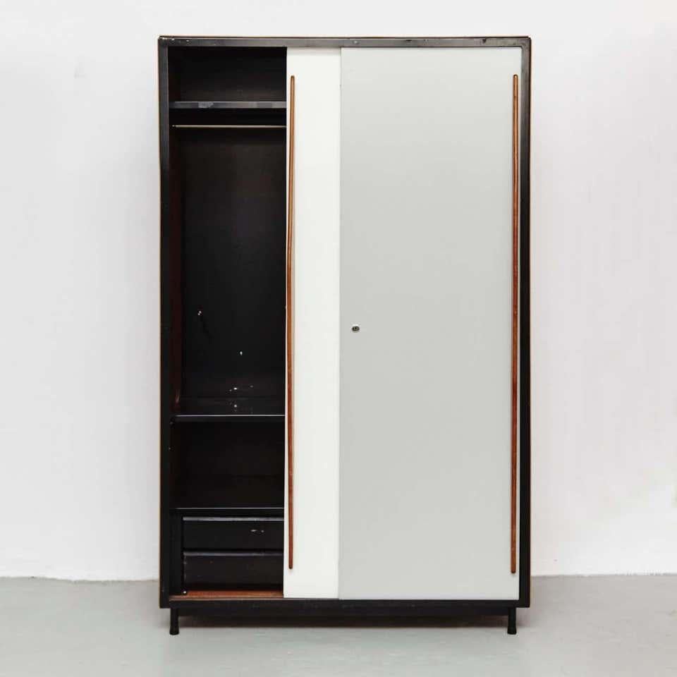 Belgian Willy Van Der Meeren Large White and Grey Industrial Cabinet, circa 1950 For Sale