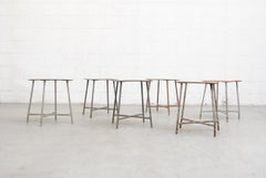 Willy van der Meeren Style Tubular Cross Frame Base with Flat Plywood Seat