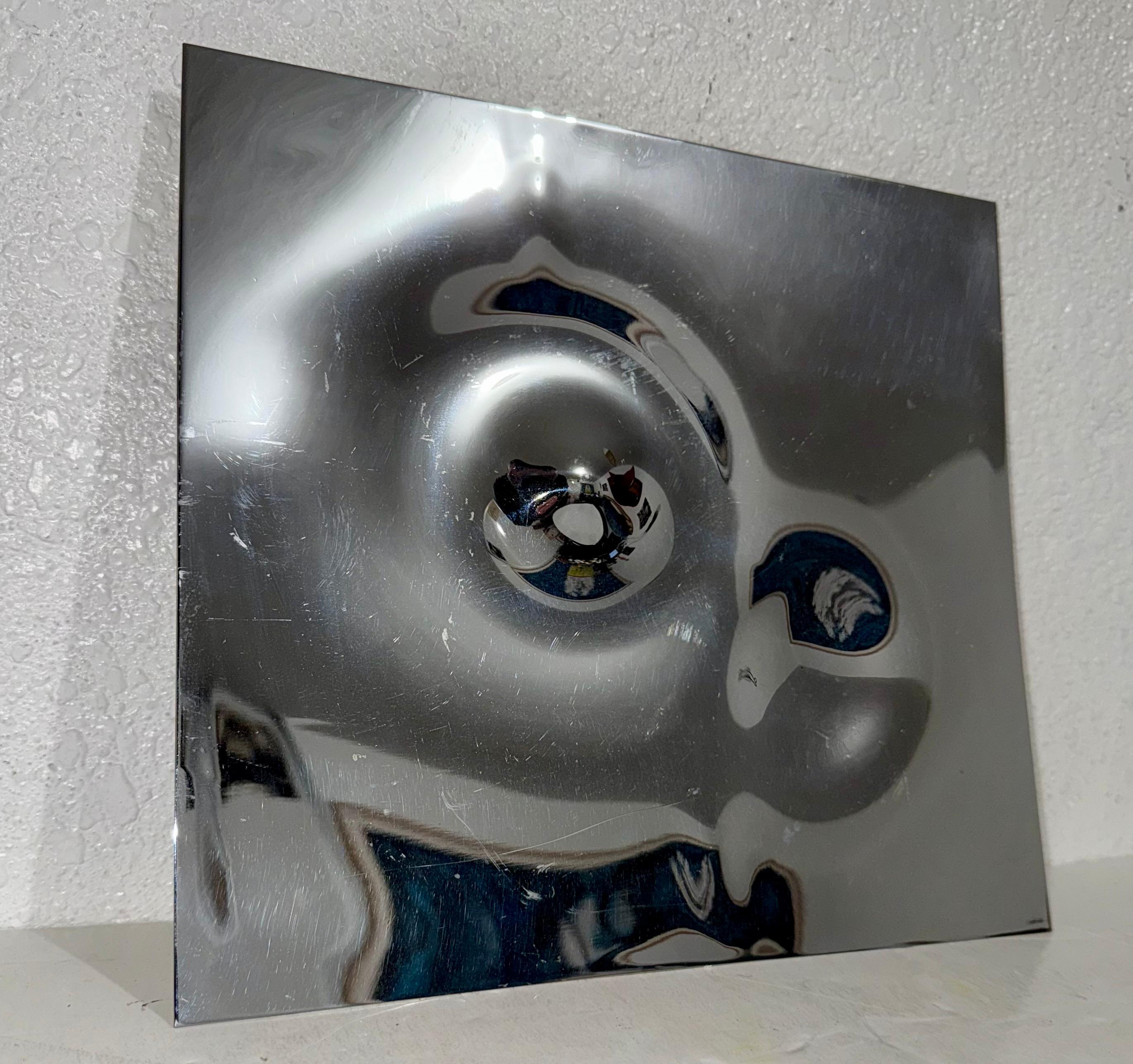 Swiss Op Art Specchio di metallo lucidato in acciaio inossidabile Scultura in rilievo Will Weber in vendita 6