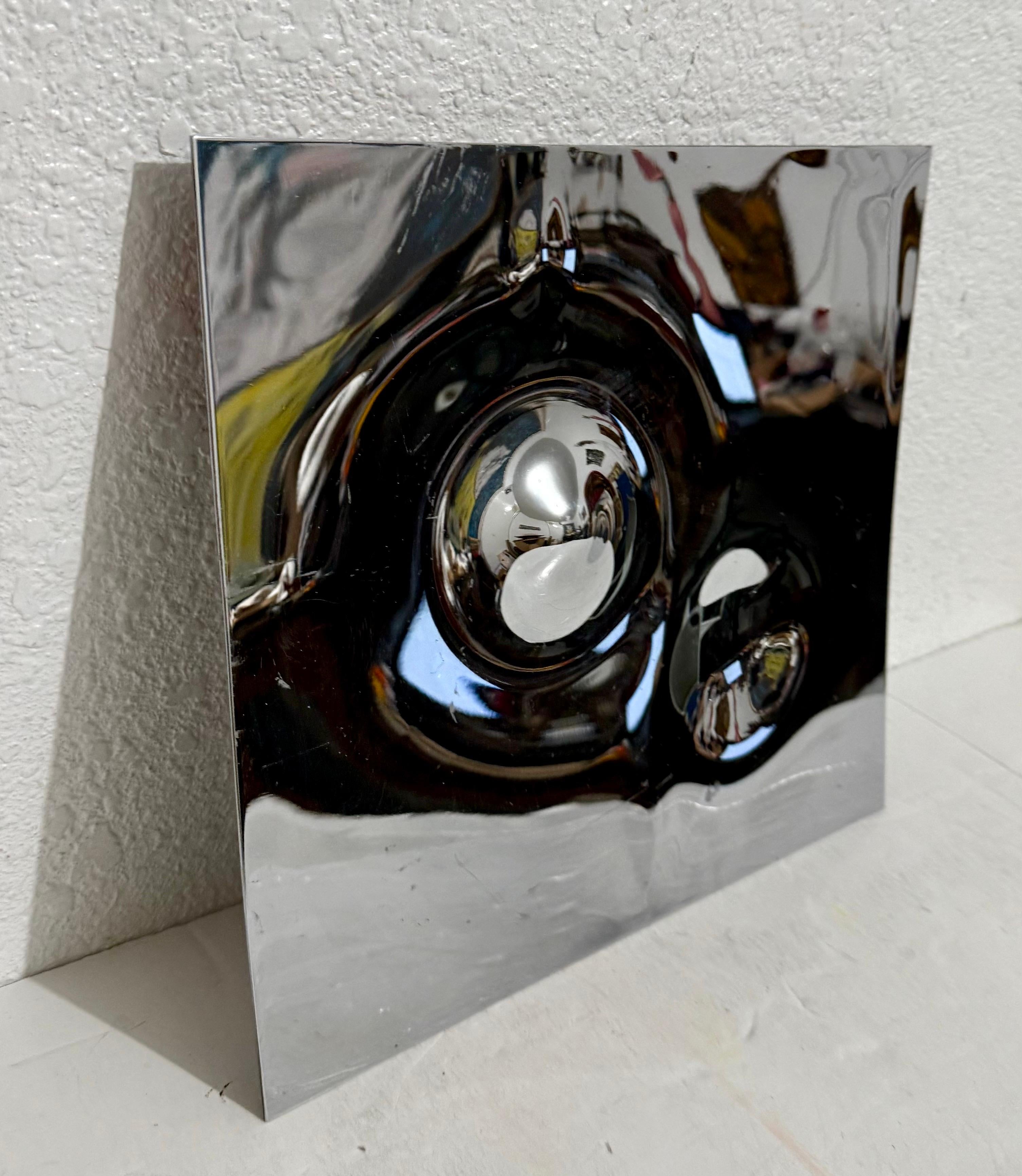 Swiss Op Art Specchio di metallo lucidato in acciaio inossidabile Scultura in rilievo Will Weber in vendita 13