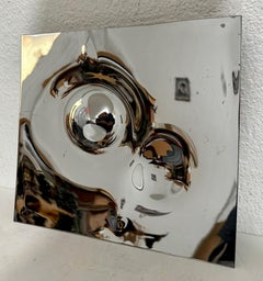 Swiss Op Art Mirror Poliertes Metall Edelstahl Skulptur Relief Will Weber