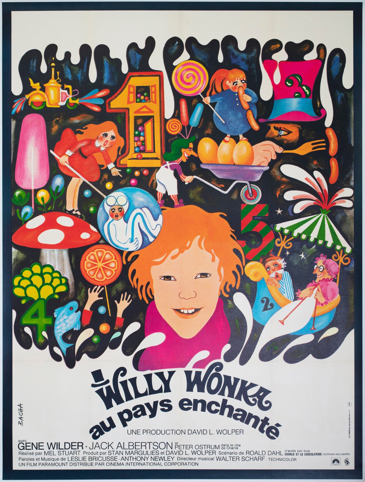 Willy Wonka and the Chocolate Factory 1971 French Grande Film Poster, Bacha For Sale