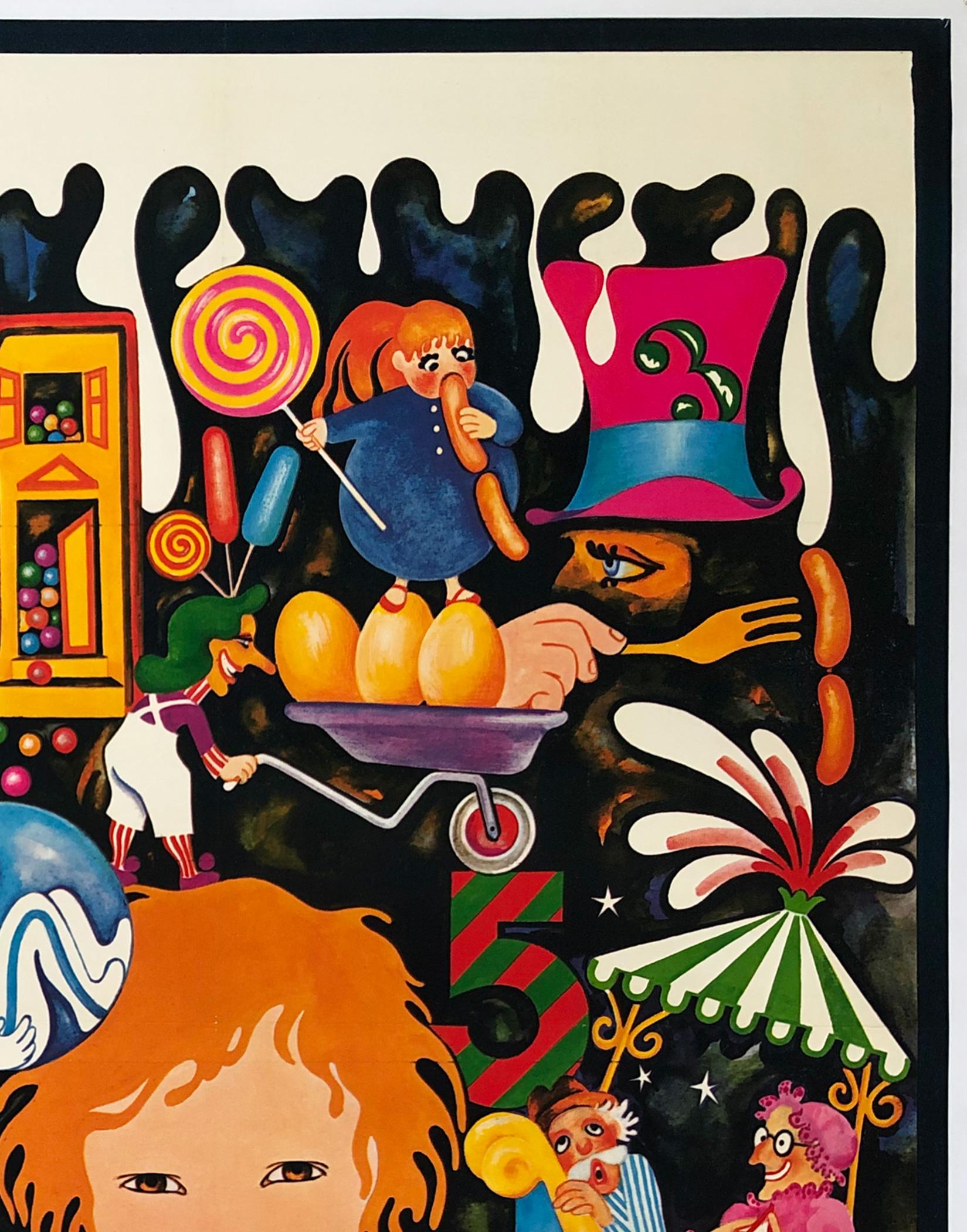 Willy Wonka Large Giant French Film Movie Poster, Bacha, 1971, Linen Backed In Good Condition In Bath, Somerset