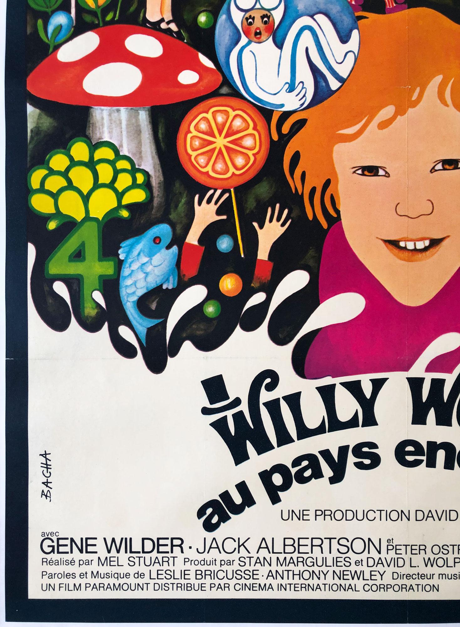 Willy Wonka Large Giant French Film Movie Poster, Bacha, 1971, Linen Backed 2