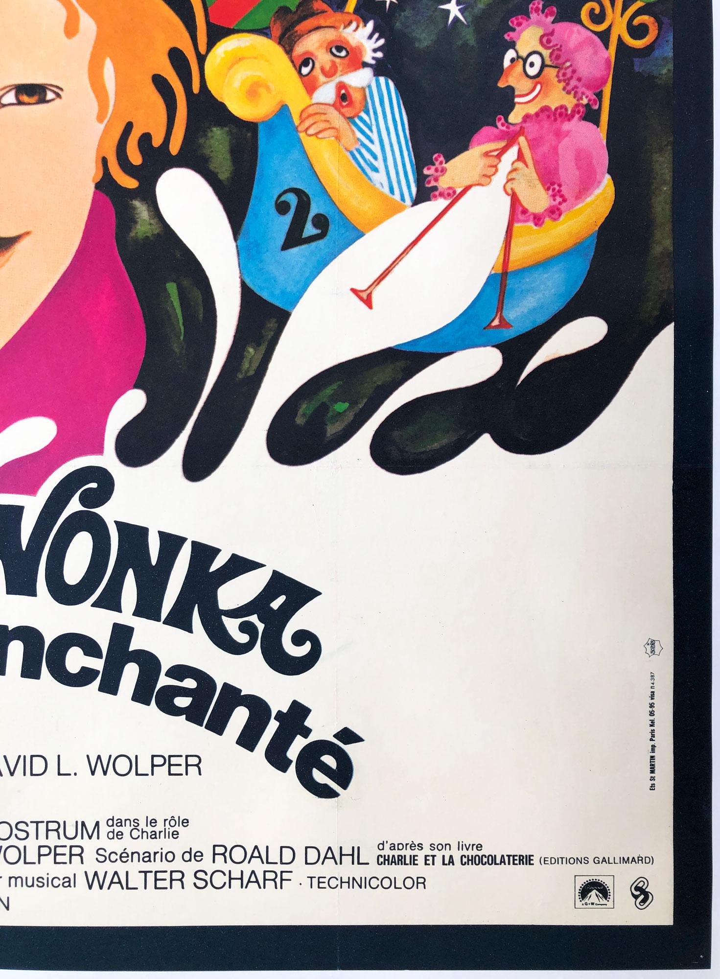 Willy Wonka Large Giant French Film Movie Poster, Bacha, 1971, Linen Backed 3