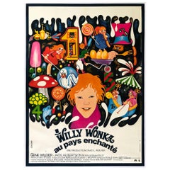 Vintage Willy Wonka Large Giant French Film Movie Poster, Bacha, 1971, Linen Backed