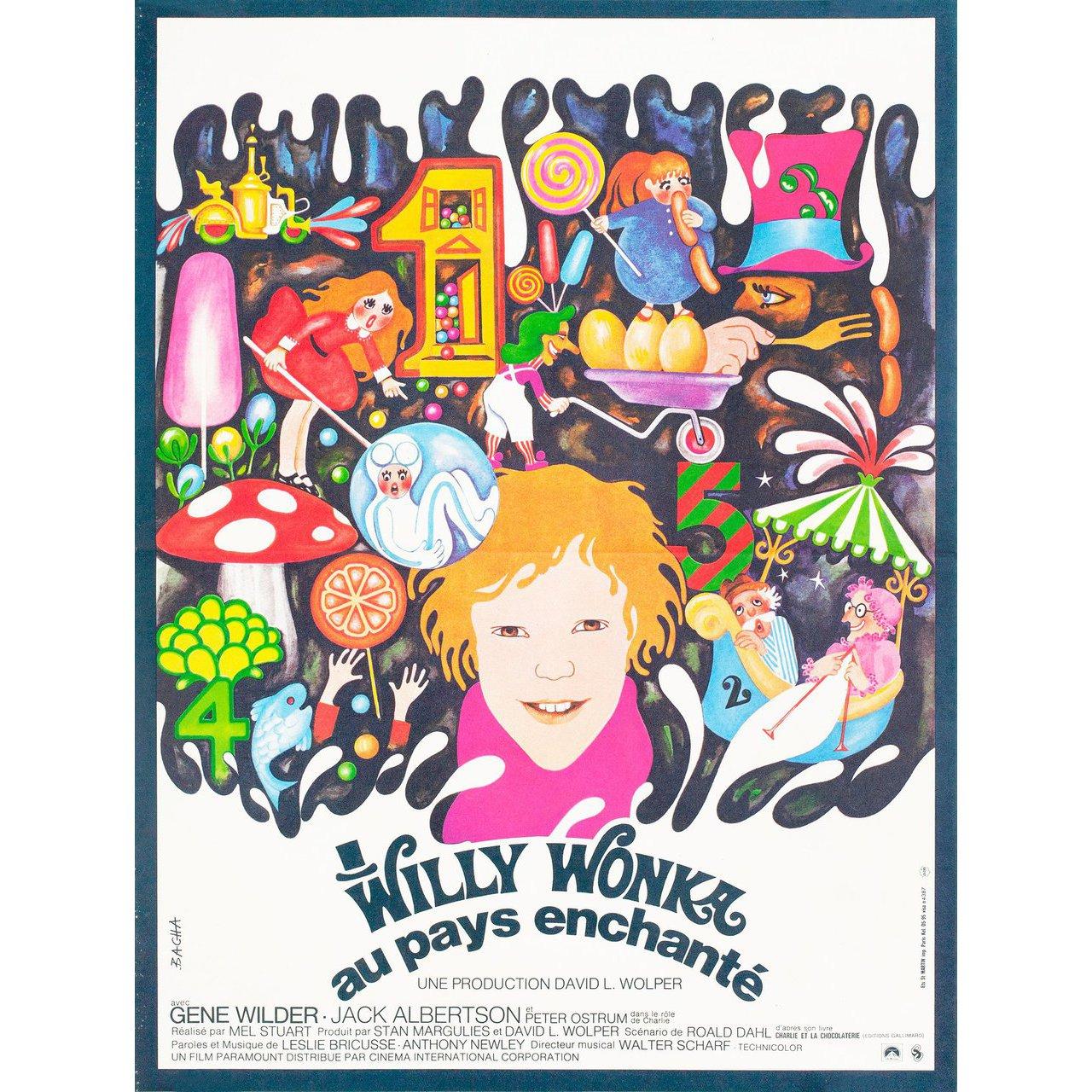 Petite affiche originale française de 1971 par Barbara Baranowska pour le film Willy Wonka et la Chocolaterie réalisé par Mel Stuart avec Gene Wilder / Jack Albertson / Peter Ostrum / Roy Kinnear. Très bon état, plié. De nombreuses affiches