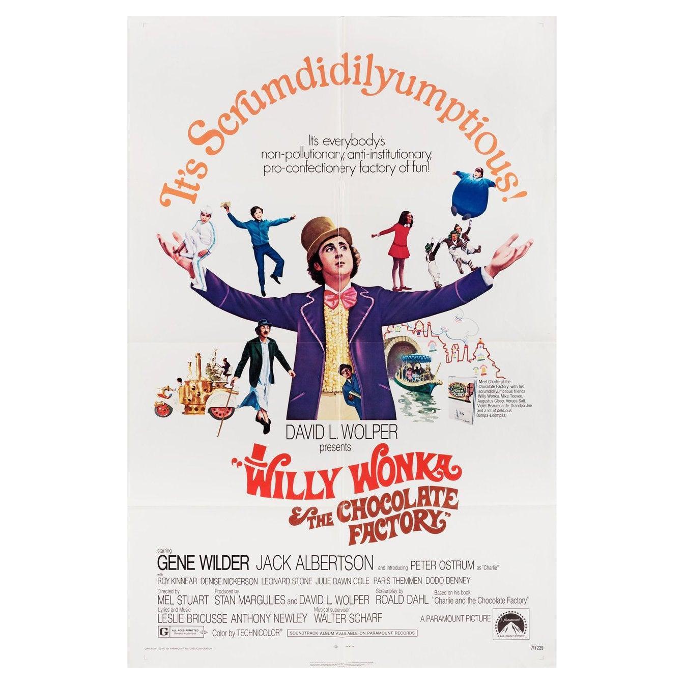 Affiche du film américain One Sheet, Willy Wonka & the Chocolate Factory, 1971